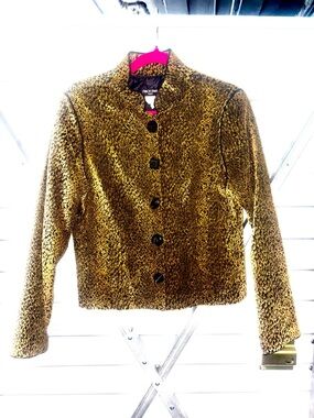 Sharon Endick (Kate Line) Metallic Gold Mixed Button Front Blazer